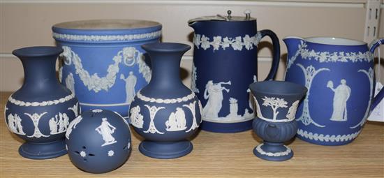 Various Wedgwood vases, a jug and jardiniere etc
